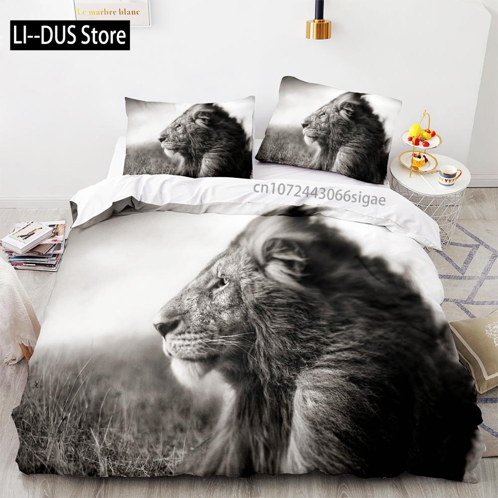 Beast lion Bedding Set Single Twin Full Queen King Size Animal Bed Set Aldult Kid Bedroom Duvetcover Sets 3D Print 036