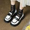 Women Loafers British Leather Shoes Platform Slip-on Thin Shoes Thick Sole Wide Heels Lolita Flatform Shoes Preppy Style Loafers