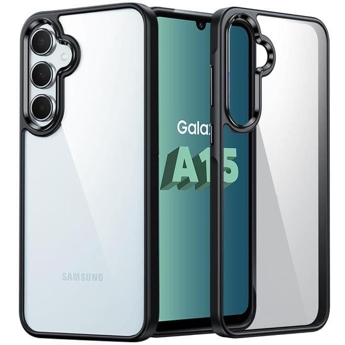 Coque de protection - BOOLING - pour Samsung Galaxy A15 5G - Rigide - Transparent - Contour noir en silicone