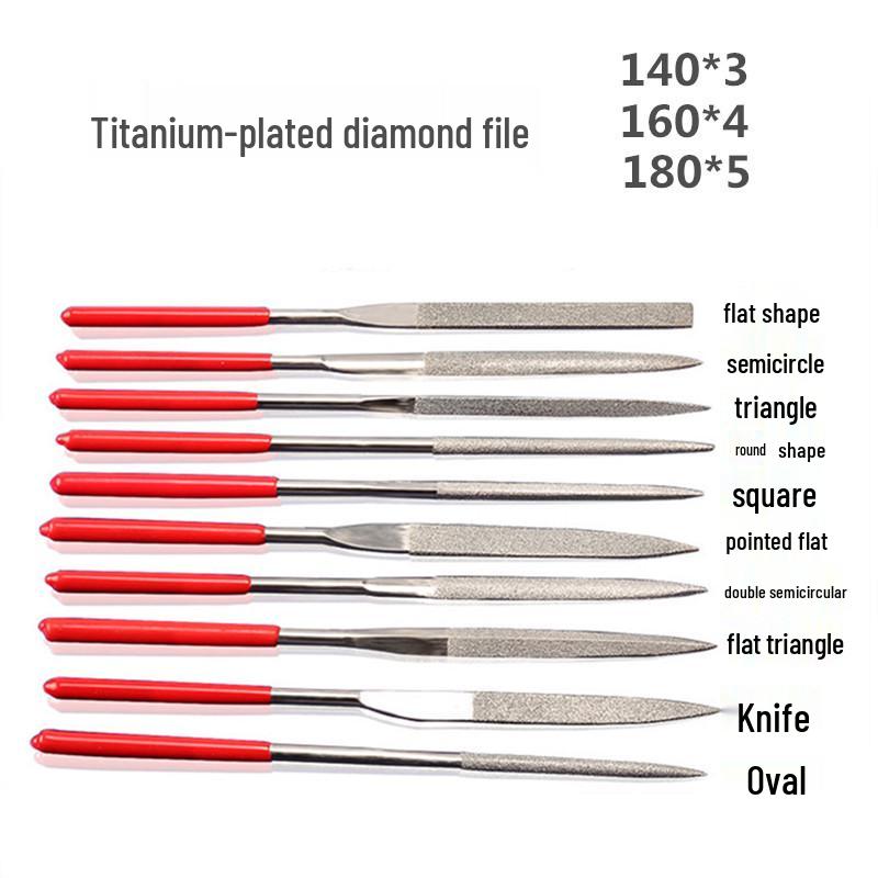 Набор гальванизированных алмазных надфилей в ассортименте, 140x3мм