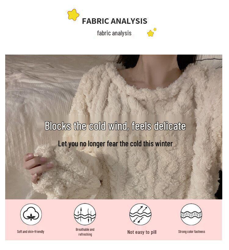 Cozy Coral Fleece Long Nightdress - Large Size Warm Winter Pajamas with Plush Velvet