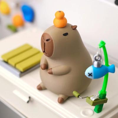 Магнитное Настольное Украшение Капибара 3D Печатная Модель Капибары Кукла Декор Фигурка Дельфина и Рыбака Коллекционный Подарок