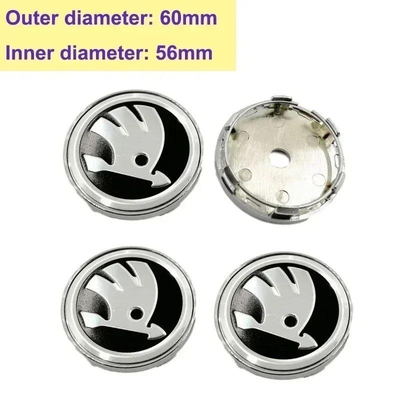 56/60/65mm 4pcs for SKODA Superb Octavia A7 Fabia Rapid Kodiaq RS Kamiq Tour Yeti Karoq Car Styling Wheel Center Cover Caps Logo usbn43