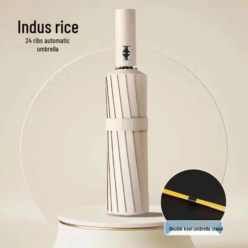 Большой автоматический ветрозащитный зонт: Двойное использование для солнца и дождя, солнцезащитный козырек с черным клеем