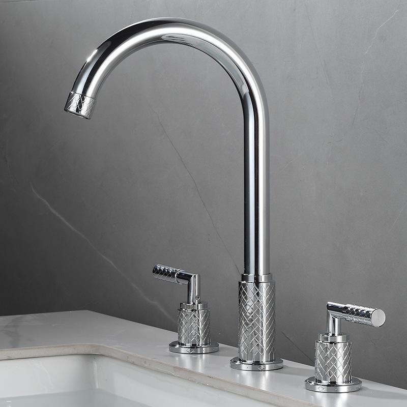 Серые смесители для раковины Латунный антикварный смеситель для ванной Комнаты Матовое золото Смесители для раковины 3 отверстия Горячая и холодная вода Черный смеситель-водопад Водопроводный кран