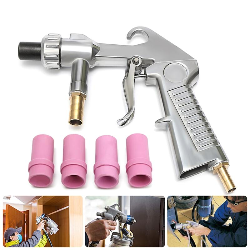 Practical Sand Blaster Gun Kit for w/ Ceramic Nozzle Tips Feed Blast Spray Gun for Cleaning Car Metal Rims Sandblast Cab