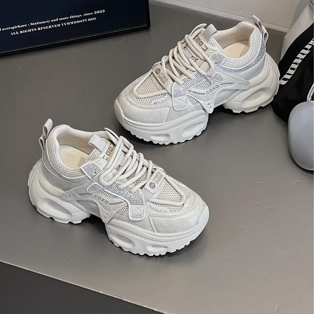 Женские кроссовки на платформе-маффин, из кожи, в стиле «папины кроссовки», популярные в 2025 году, новые осенние, маленькие, легкие, повседневные, универсальные, спортивные