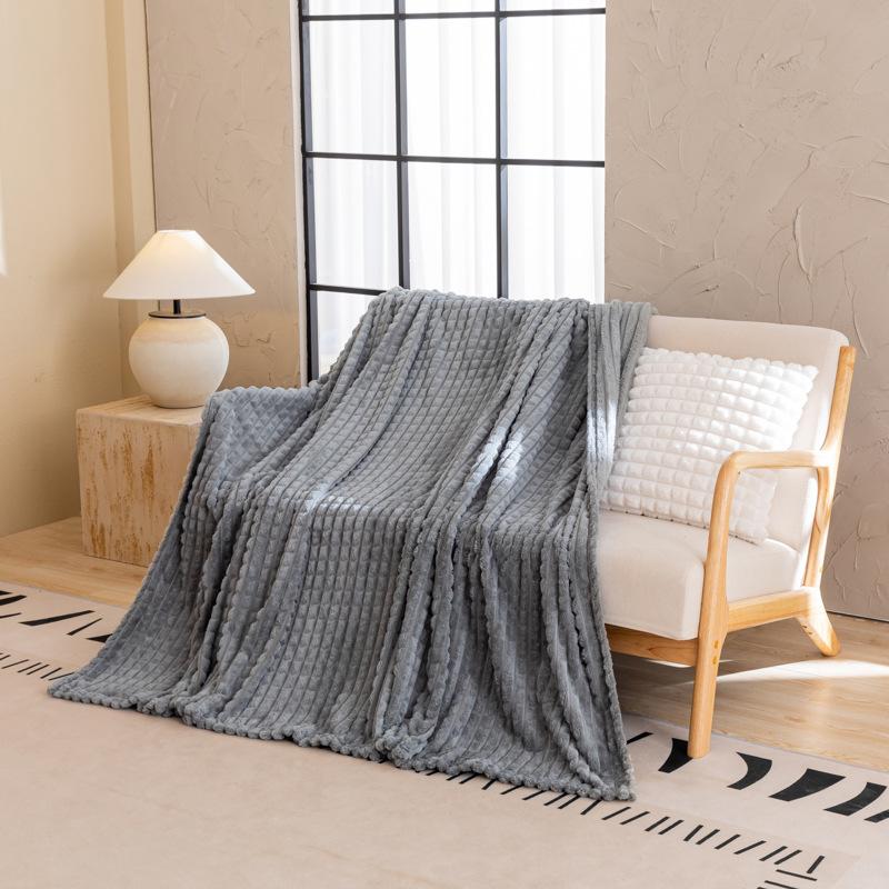 New Luxury Jacquard Taffy Fleece Blanket Solid Color Multi Use Throw for Sofa Office Nap  Air Conditioning