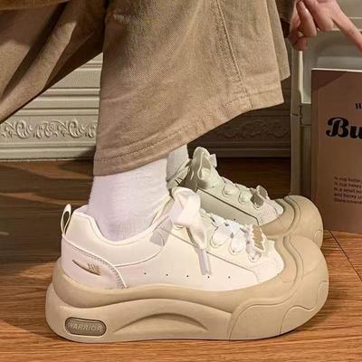 Женская обувь Huili уродливые милые туфли с большой головой 2025 года, весна, новые, новые, китайские, повседневные, универсальные, на толстой подошве, увеличивающие рост, милые туфли для доски