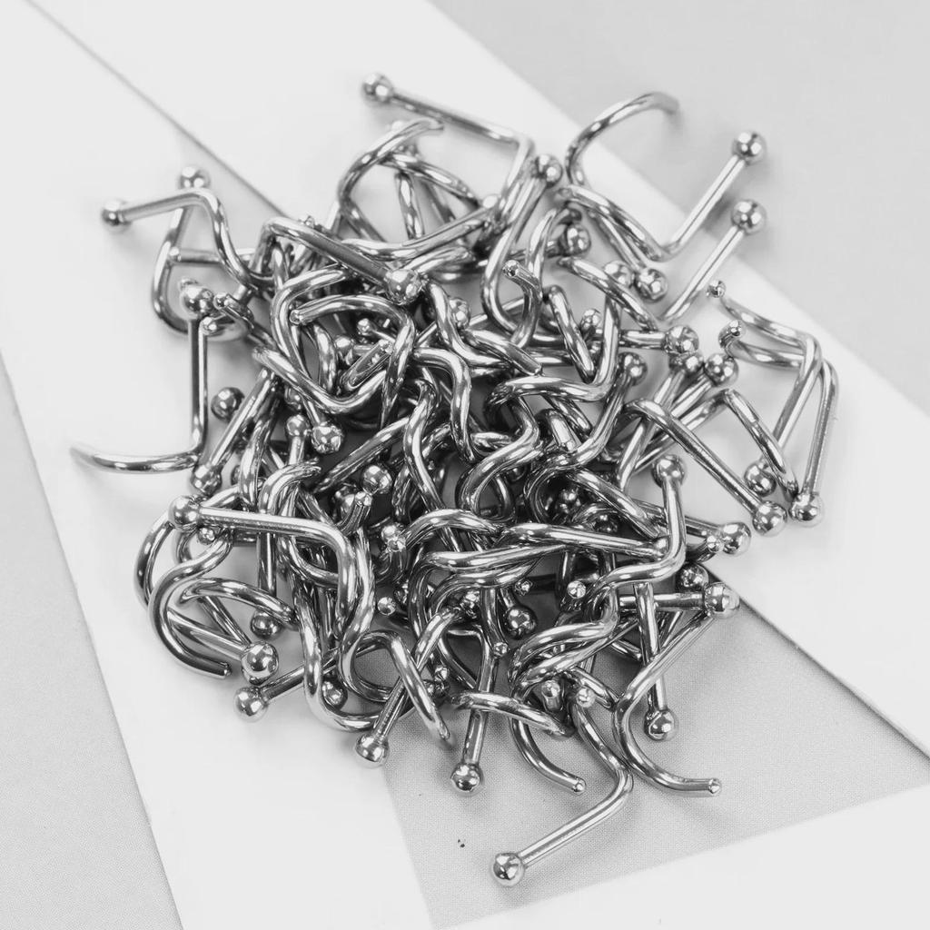 Смешанные носовые гвоздики и изогнутые крючковые кольца из нержавеющей стали 316