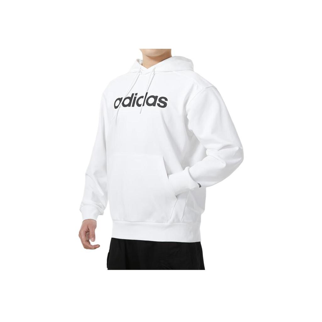 Adidas Retro Letter Hooded Drawstring Casual Long Sleeve Sweatshirt Men Sweatshirt White JF3319