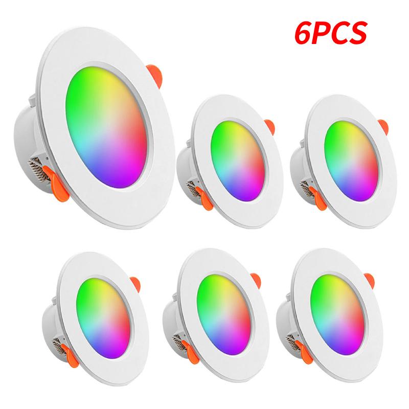 1-6 шт. светодиодный потолочный светильник Tuya Smart Wi-Fi потолочный светильник с регулируемой яркостью RGB + CW + WW прожектор 85-265 В голосовое управление с Alexa Google Home