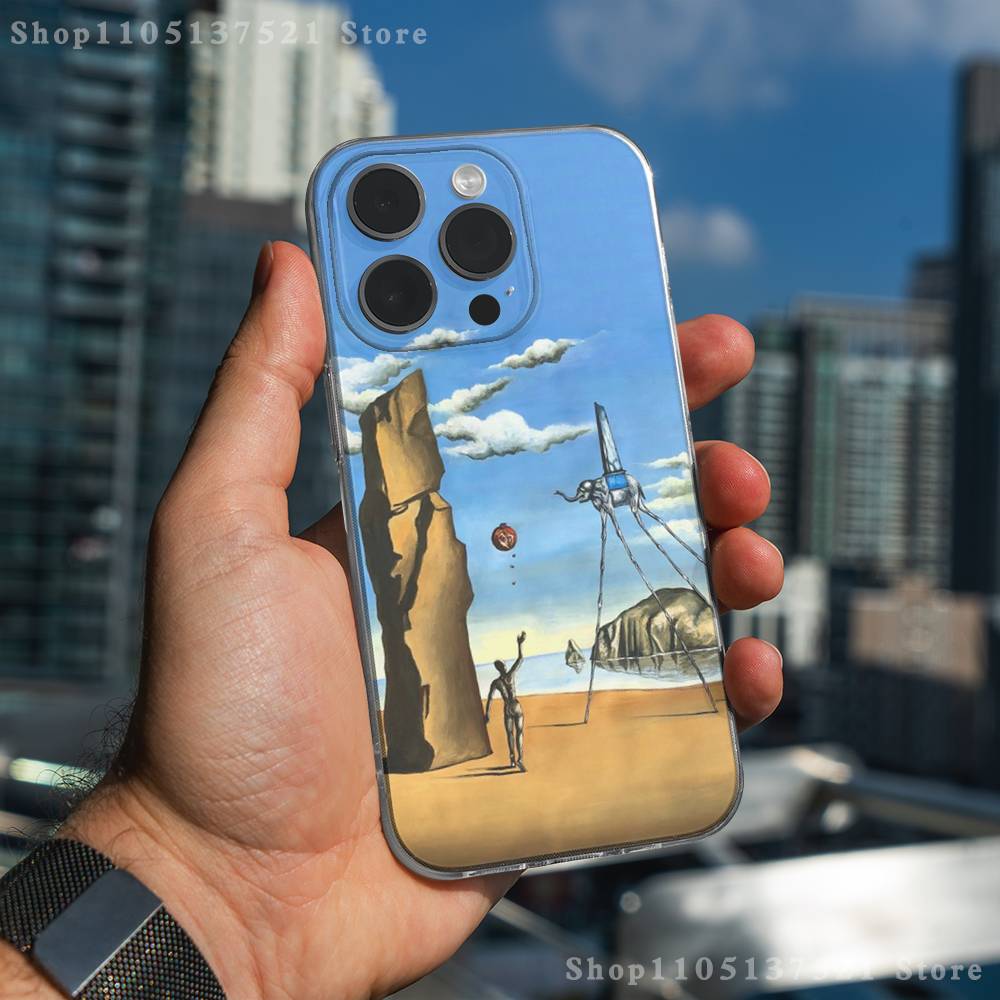 Etui Salvador Dali Painting Phone Case For iPhone 17,16,15,14,13,12,11 Pro,Max,Plus,X,XS,XR,SE4,E Mini Transparent Soft Cover
