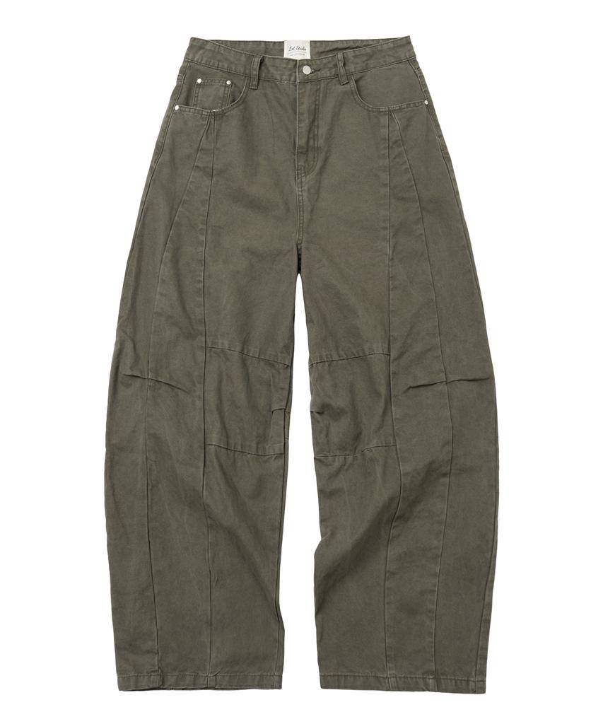 LXT Cotton Curved Washed Wide Pants [Khaki]