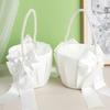 20 Cm White Flower Girls Basket Silk Wedding Basket for Flower Bride/Kids Hand Held Wedding Ceremony Party Decorations
