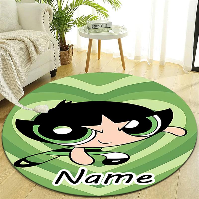 Personalized The Powerpuff Girls Round Chair Office Rug - Perfect for Mat, Office Chair & More - Ideal Gift for Birthdays and Holidays