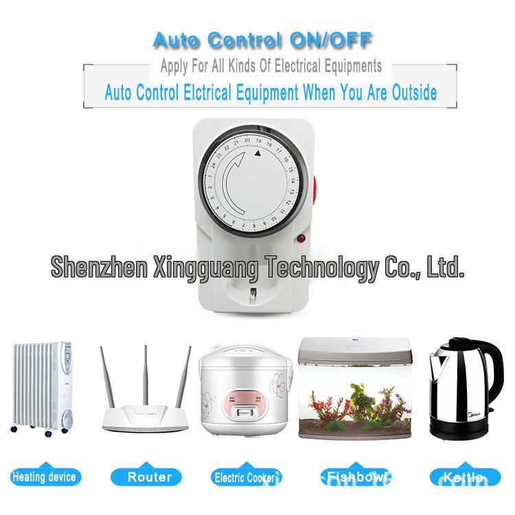 Европейский стандарт 16А 250В Механическая розетка-таймер - 24-часовой таймер для немецкого, корейского и российского типов