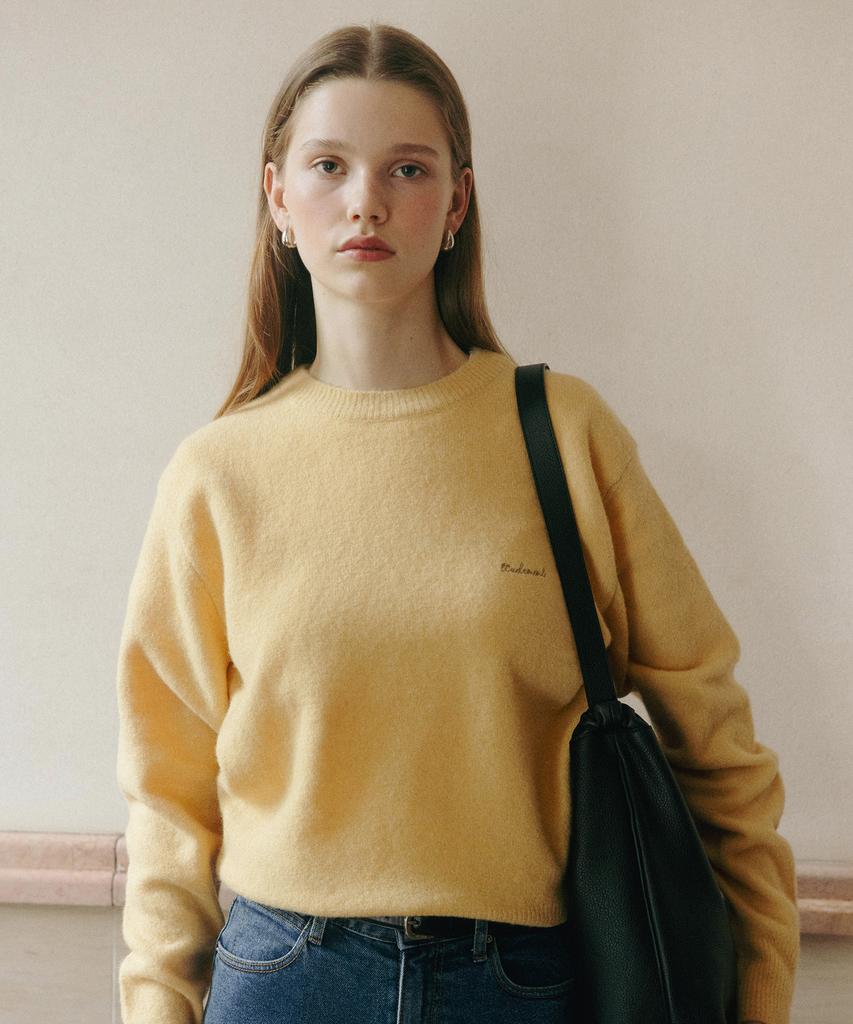 TTUDEMENT Wool Round Knit Pullover Yellow