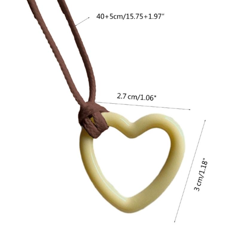 Sweet Hollow Heart Pendant Necklace Party Jewelry Fashion Statement Choker Simple Colorful Cord Collar Necklace