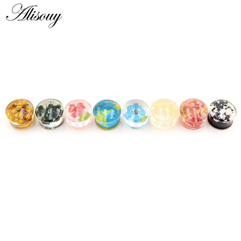 Alisouy 2 шт. прозрачный акриловый цветок лист одуванчик снежинка ушные манометры туннельная пробка носилки расширитель пирсинг украшения для тела