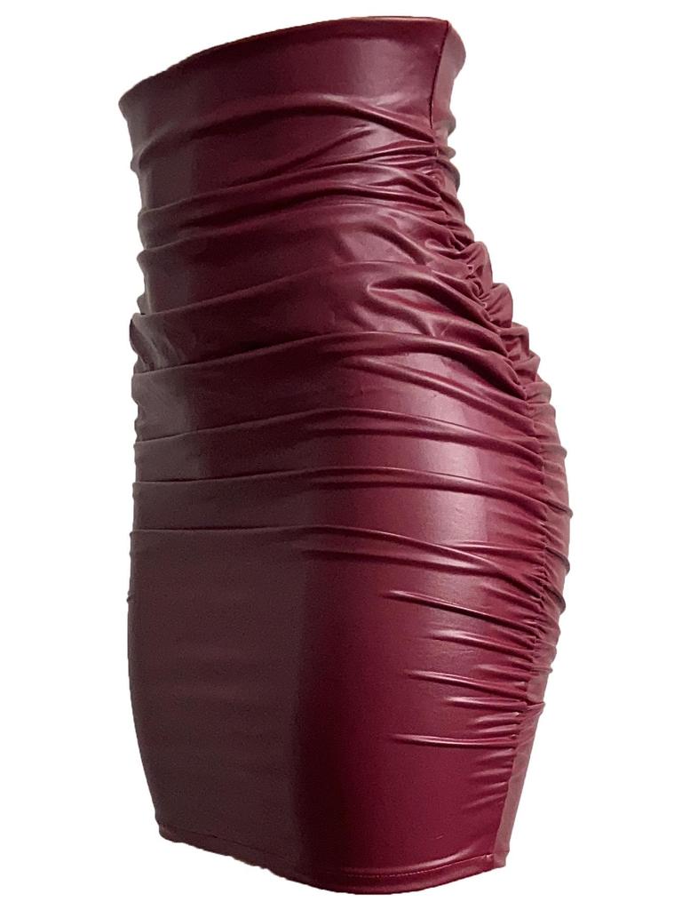 Европейская и американская юбка больших размеров из искусственной кожи с плиссировкой - обтягивающая бедра, короткая юбка для женщин