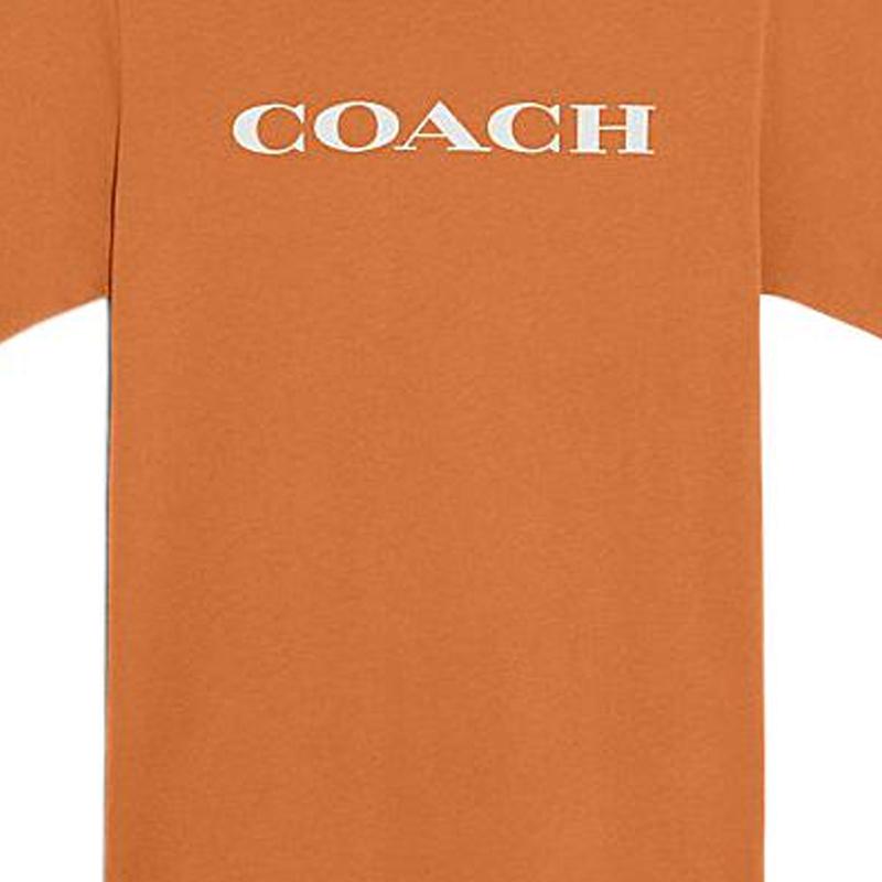Coach Мужская футболка SS22 с принтом логотипа и букв, круглым вырезом, коротким рукавом, оранжевая C9693-BTR