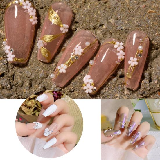 Yousheng Украшение для ногтей Цветок Пять лепестков Тисненый узор Белый Мини Смола DIY Маникюр Цветочная декорация для салона