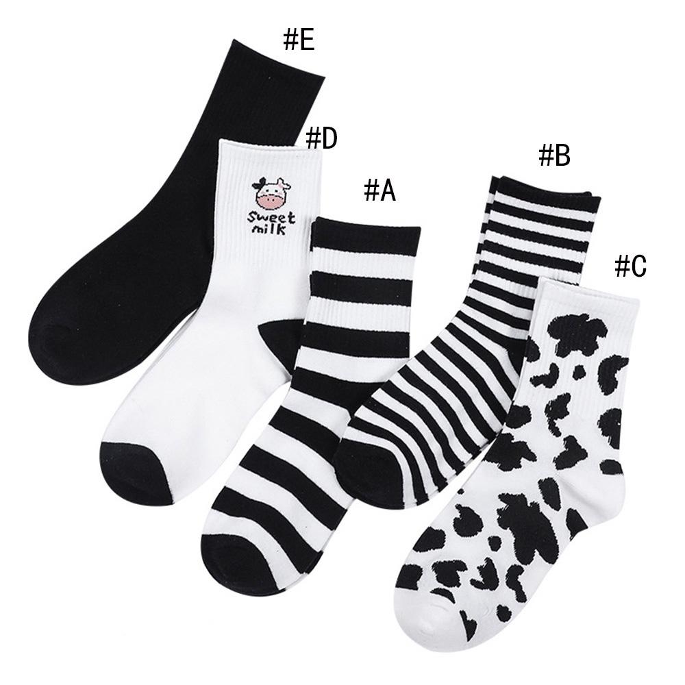 Winter Fashion Black White Cartoon Funny Autumn Cow Socks Women Socks Cotton Hosiery Cow Print