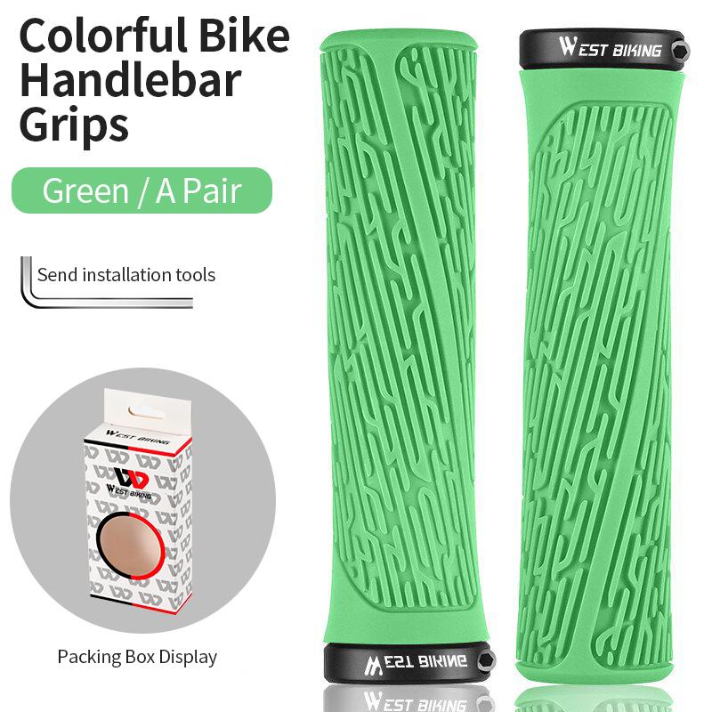 WEST BIKING Colorful Grips Rubber Non-slip MTB Bike Handlebar Grip Aluminum Alloy Bicycle Accessories Cycling Handle Bar Grips