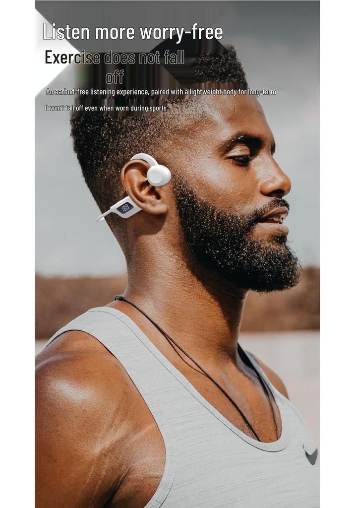 Самые продаваемые спортивные Bluetooth-наушники с костной проводимостью, заушинами, воздушной проводимостью, глубокими басами, цифровым дисплеем и слотом для карты памяти MP3