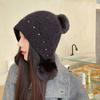 Новая осенне-зимняя женская теплая толстая вязаная шапка, модная милая ветрозащитная шапка, уличная однотонная велосипедная шапка-ушанка