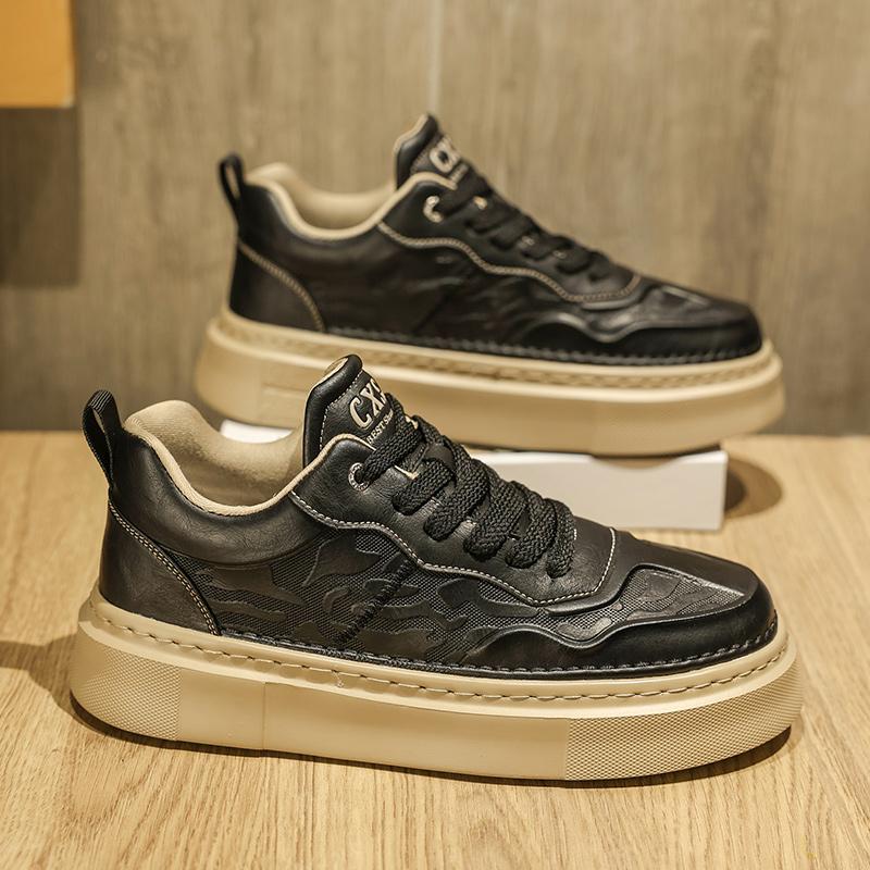 Autumn feeling white board shoes casual leather shoes sports thick sole increase