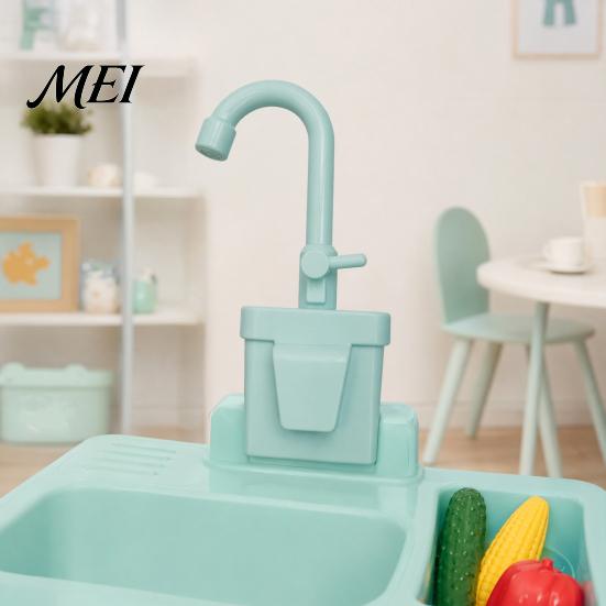 Child Safe Kitchen Faucet Toy Pretend Play Sink Replacement, Electric Water Circulation for Kids Kitchen, Dishwasher Role Battery Operated