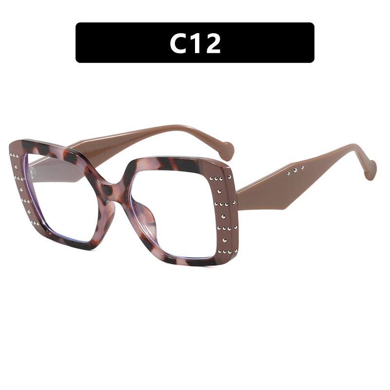 2025 Retro Matte Rivet Anti-Blue Light Glasses Frame for Women - High-End Color Block Design
