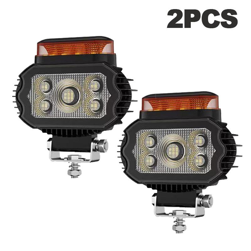 5.5in Rectangle LED Warning Flash Lights 9-36V Truck LED Work Lights Off-Road Vehicle Floodlights SUV 4X4 Headlights White Amber