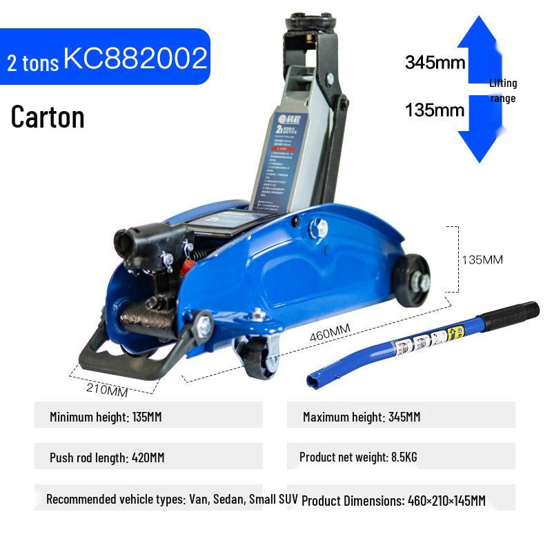 2-Ton Horizontal Hydraulic Car Jack for SUVs – 3T Tire Change Tool
