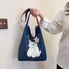 2025 новая сумка через плечо под мышкой, милая сумка из парусины с щенком, женская ретро джинсовая сумка, студенческая сумка для занятий