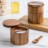 Wood Salt Jar Solid Wood Seasoning Box Wooden Kitchen Seasoning Bottle Storage Seasoning Jar