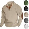 Men's Loose Solid Color Button Stand Collar Patch Pocket Hoodless Sweatshirt