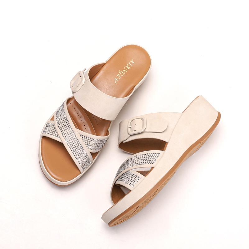 Bohemian platform slippers women's new non-slip soft bottom outer wear casual women's pressure drill fashion cool slippers