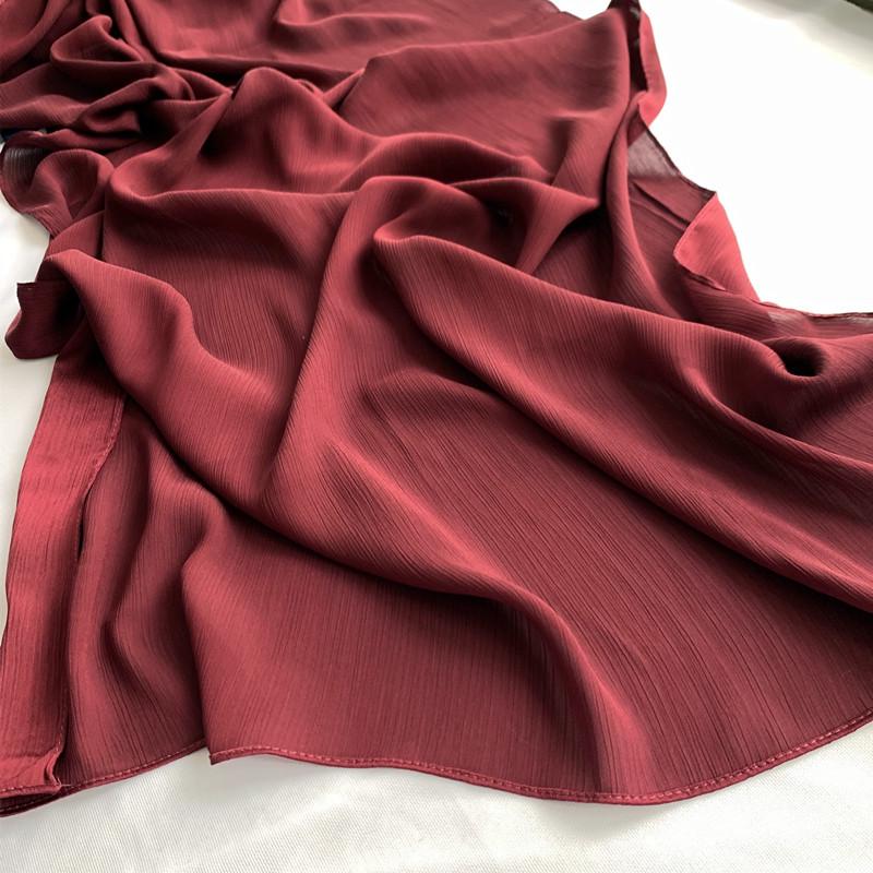 2023 Natural Wrinkled Solid Color Long Crepe Silk Scarf WJA14