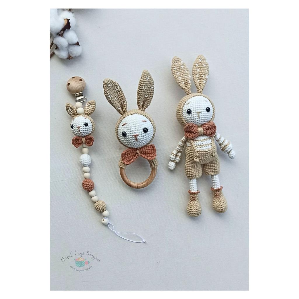 Amigurumi Rabbit Toy - Teether And Pacifier Chain/strap