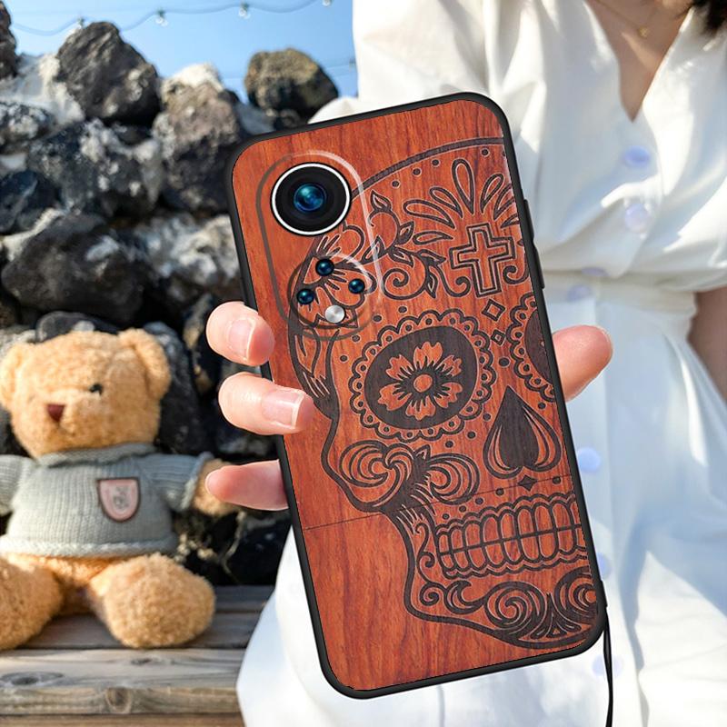 Чехол с рисунком из натурального бамбука и дерева для Honor X9b X8b X8 X9 X6a X7a X8a X9a Honor Magic 6 5 Pro 50 70 90 Lite, задняя крышка