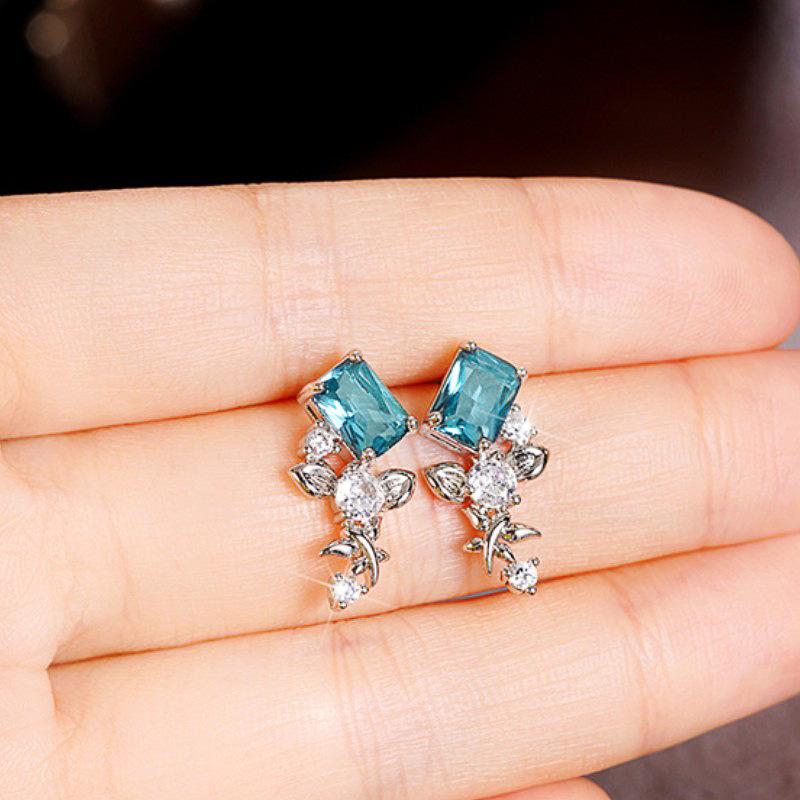 Геометрические серьги Cao Shi с цирконом и неправильной цветочной формой - Уникальный журнальный стиль для женщин