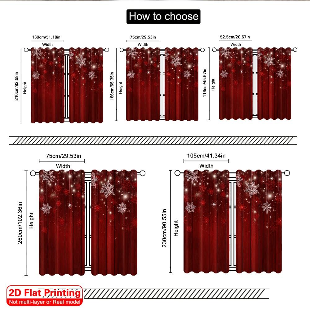 2D flat printing 2pcs Christmas Hot Party Curtains Red Snowflakes Festive Christmas Digital Printed Polyester Drapes Festive