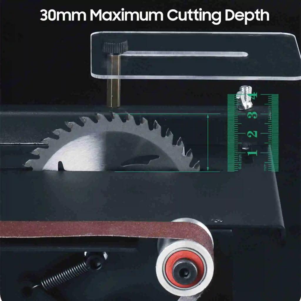 Циркулярная пила 200 Вт, мини-настольная пила и ленточный шлифовальный станок, переменная скорость, глубина реза 30 мм для дерева, пластика, камня, металла, нож