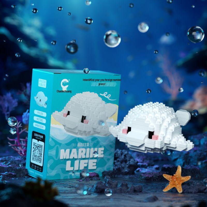 Совместимо с Lechaochao Lechuang Shark Model Marine Life Building Blocks Toy для детей