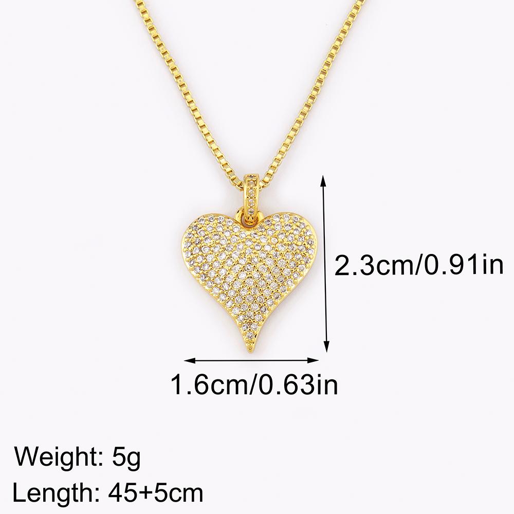 Nidin Light Luxury Trendy Heart Shape Hollow Design Charm Pendant Necklace For Women Men Sparkling Zircon Chain Jewelry Gifts