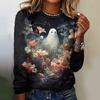 Halloween Special Clothing Women's Autumn/ Winter T-Shirts Wacky Spectre Long Sleeves Imitation Cotton Tshirt Round-Neck Tops Ne