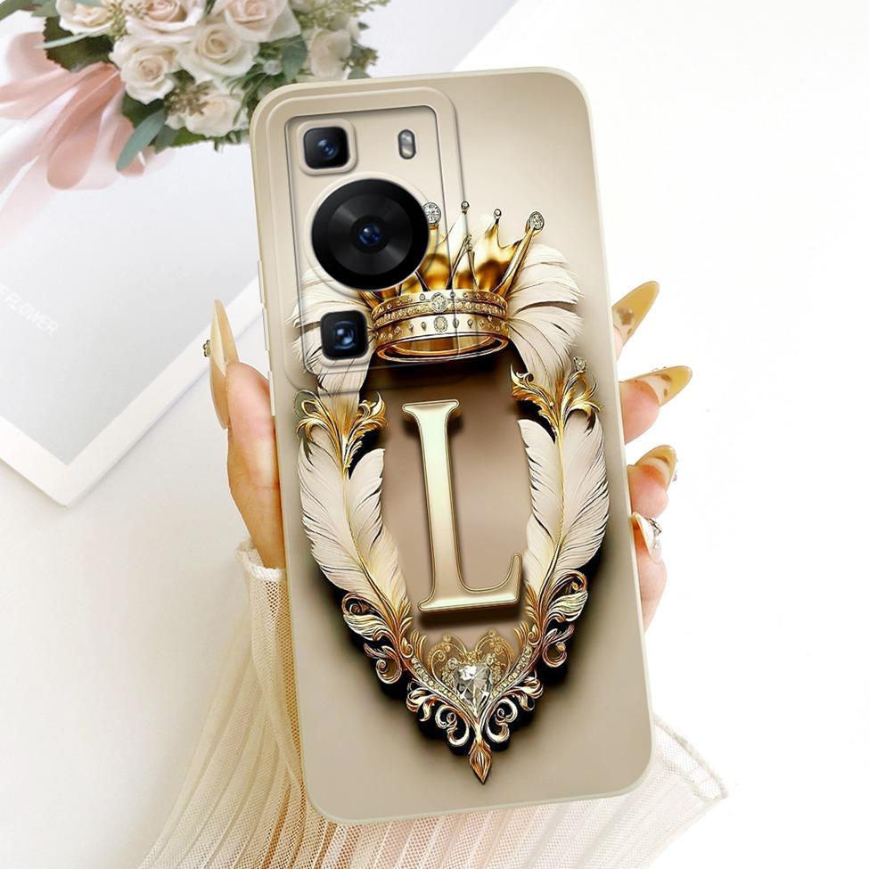 Чехол для Huawei P60 LNA-LX9 Чехол для Huawei P60 Pro MNA-AL00 Роскошный силиконовый чехол с 2D рисунком букв от A до Z
